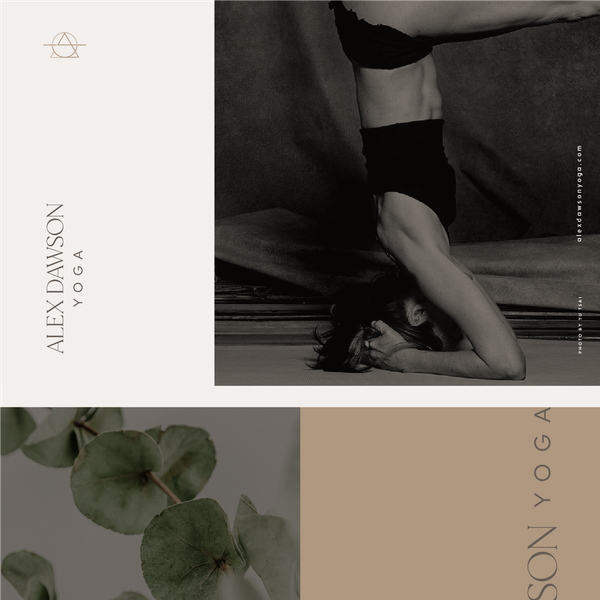 Contemporary spiritual logo and brand color palette for  yoga + wellness brand and subscription platform.