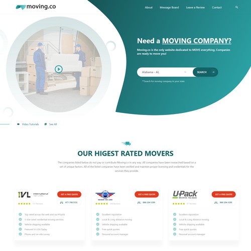 web page for moving related website Design by @designbyFazal