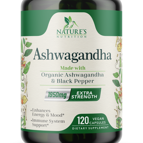 Natural Ashwagandha Capsules Design Needed for Nature's Nutrition Design réalisé par Encephalon™