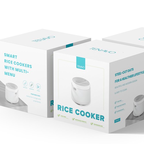 Design a modern package for a smart rice cooker Diseño de CUPEDIUM