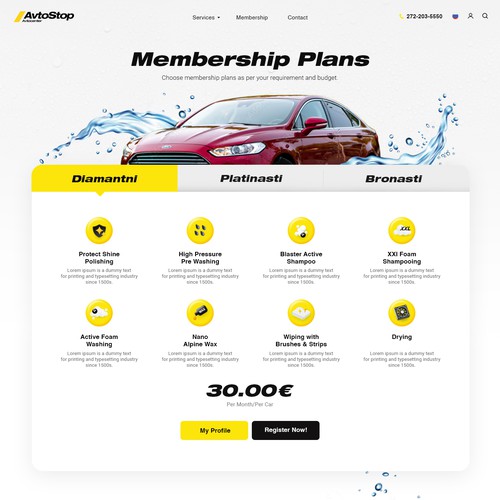 Car wash subscription Design by StyleWorks Studio