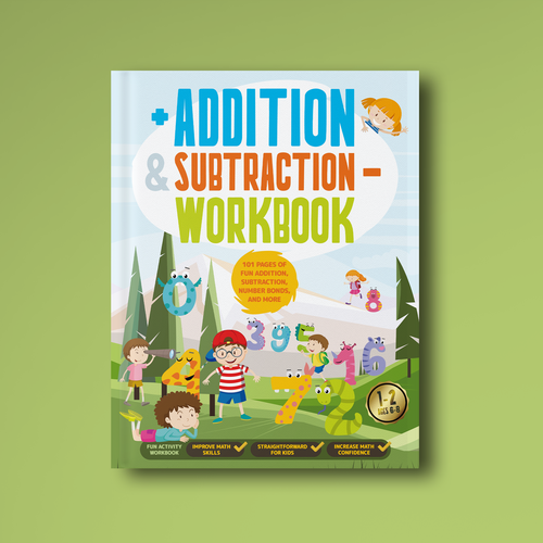 Fun design for kids math workbook Design by Raquel Segal