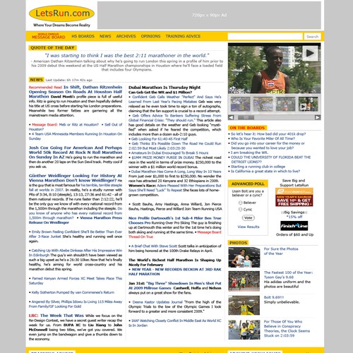 LetsRun.com Homepage Re-Design/Cleanup Diseño de scpynkeal
