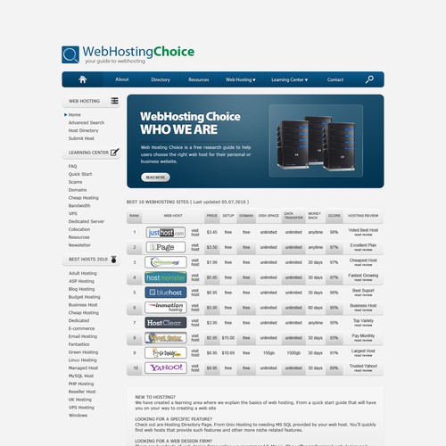 Redesign WebHostingChoice.com Design by Phase007