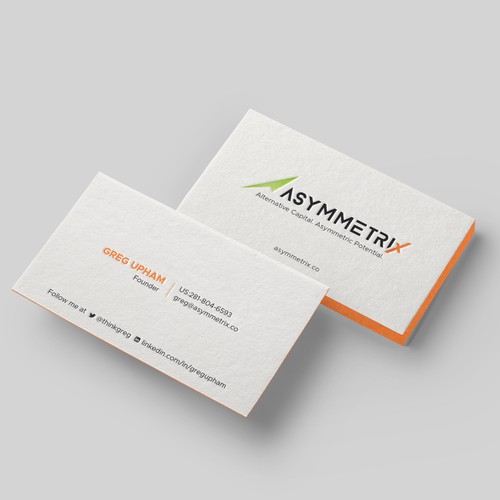 Design a cool, edgey but sophisticated business card for an alternative investment firm. Design von Taaiebah