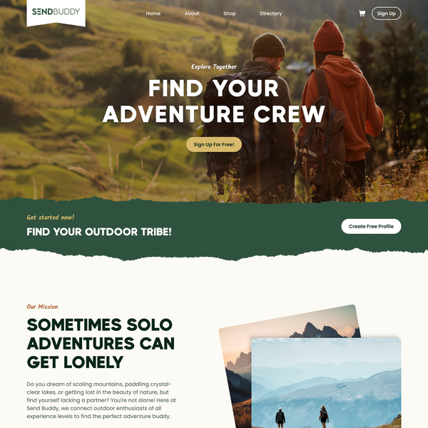 Thrill seeking outdoor enthusiasts website looking for a popping design
