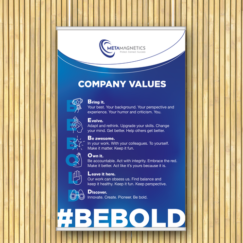We need a powerful values poster to boost employees Morale! Design by SSDesign.