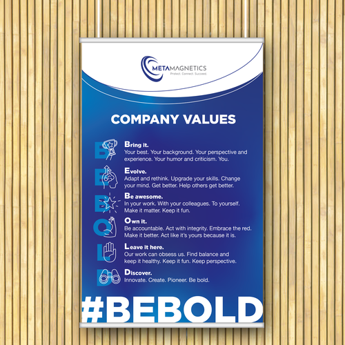 We need a powerful values poster to boost employees Morale! Design by Sheko0013