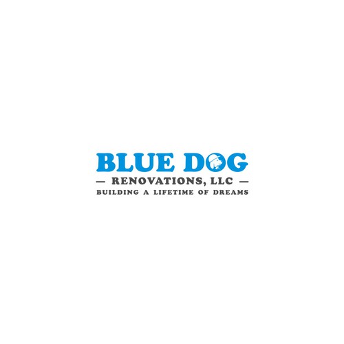 Design a company logo to reflect company name. A Blue Dog (Bulldog) With a hardhat, toolbelt w/cigar Design by BAY ICE 88