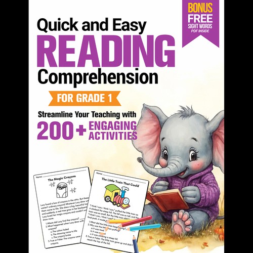 BOOK COVER: Grade 1 Reading Comprehension - Professional Workbook for Kids Design by Aaniyah.ahmed