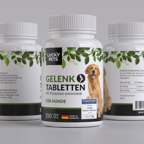 Modern label design for high quality joint tablets for dogs Design by Tamara.D