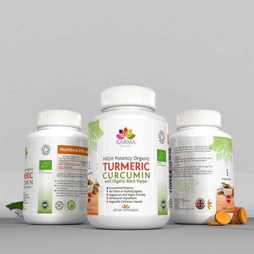 Design a product label for Organic Turmeric Supplement Design by Dimadesign