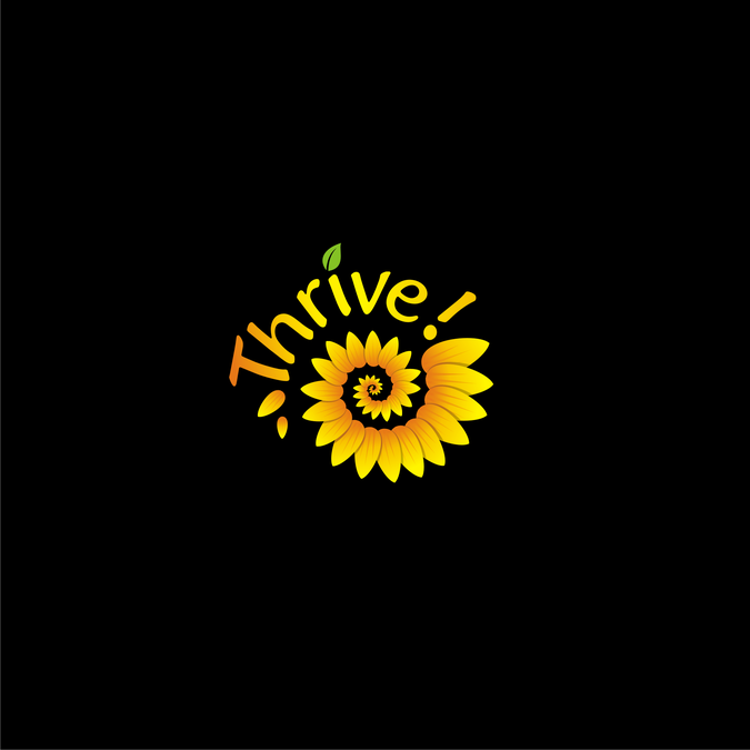 Creat a spiraling sunflower logo for Thrive! a senior care company