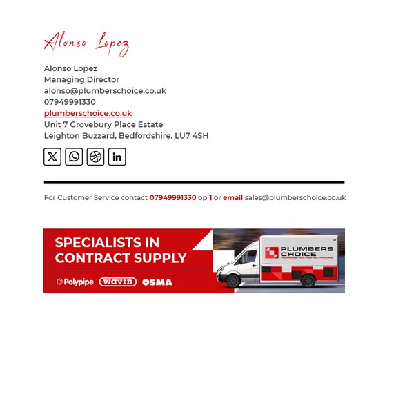 Email Template for Plumbers Choice