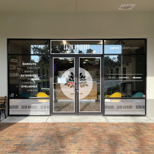 Salon Mulberry - High End Salon - Storefront Glass Signage Design by TheDreamCity