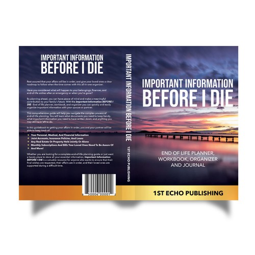 Engaging cover for end of life information journal directed towards 40+ year olds Design by Mr.TK