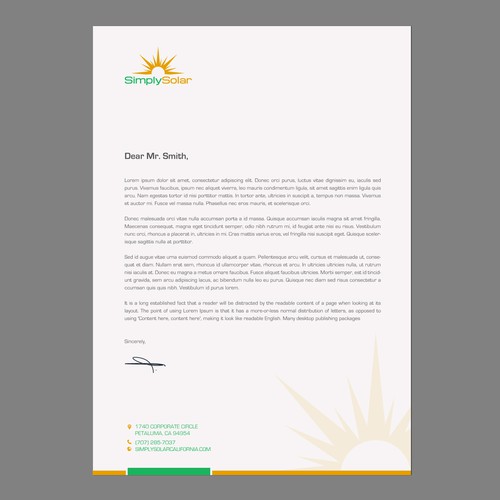 "Renewable Energy Company Letterhead" Design by chandrayaan.creative