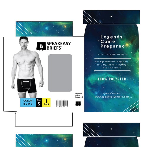 Eye-catching package for boxer briefs with a pocket., Product packaging  contest