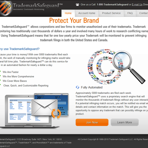 website design for Trademark Safeguard Réalisé par djatie