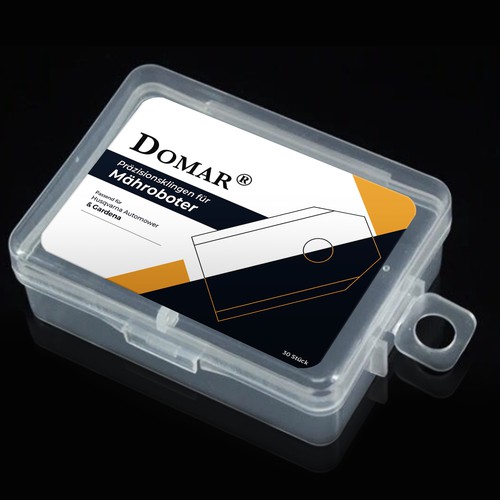 Plastic Box Labels for lawn mower blades Design by syakuro