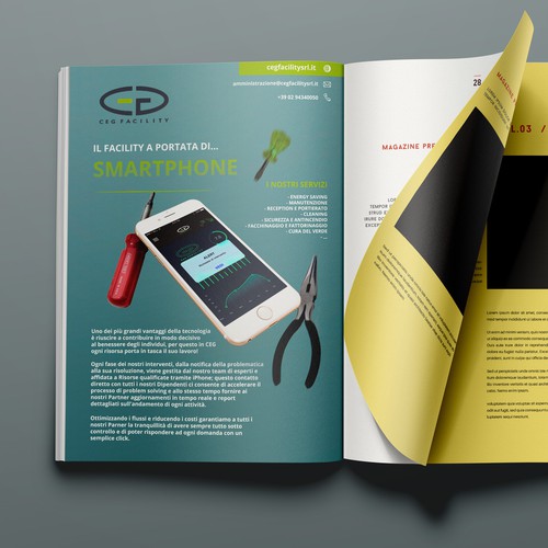 Page for a Trade Magazine of Facility Management services (IFMA Italia) Diseño de Alex Díaz