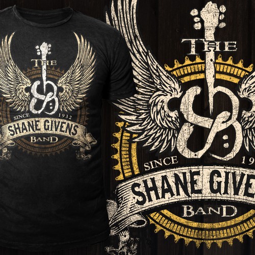 create a t-shirt design for an emerging country rock/southern rock band Design by *DCLA*