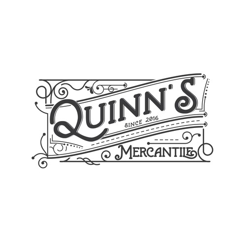 Create a vintage looking logo for my shop name Quinn's Mercantile ...