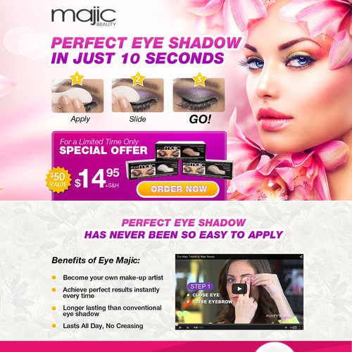 High Converting Sales Page for As Seen on TV instant eye shadow product Diseño de el.postma