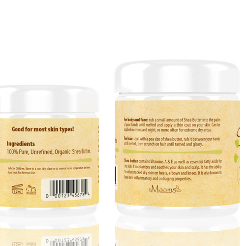 Packaging label for a 100 Natural Shea Butter company Product label