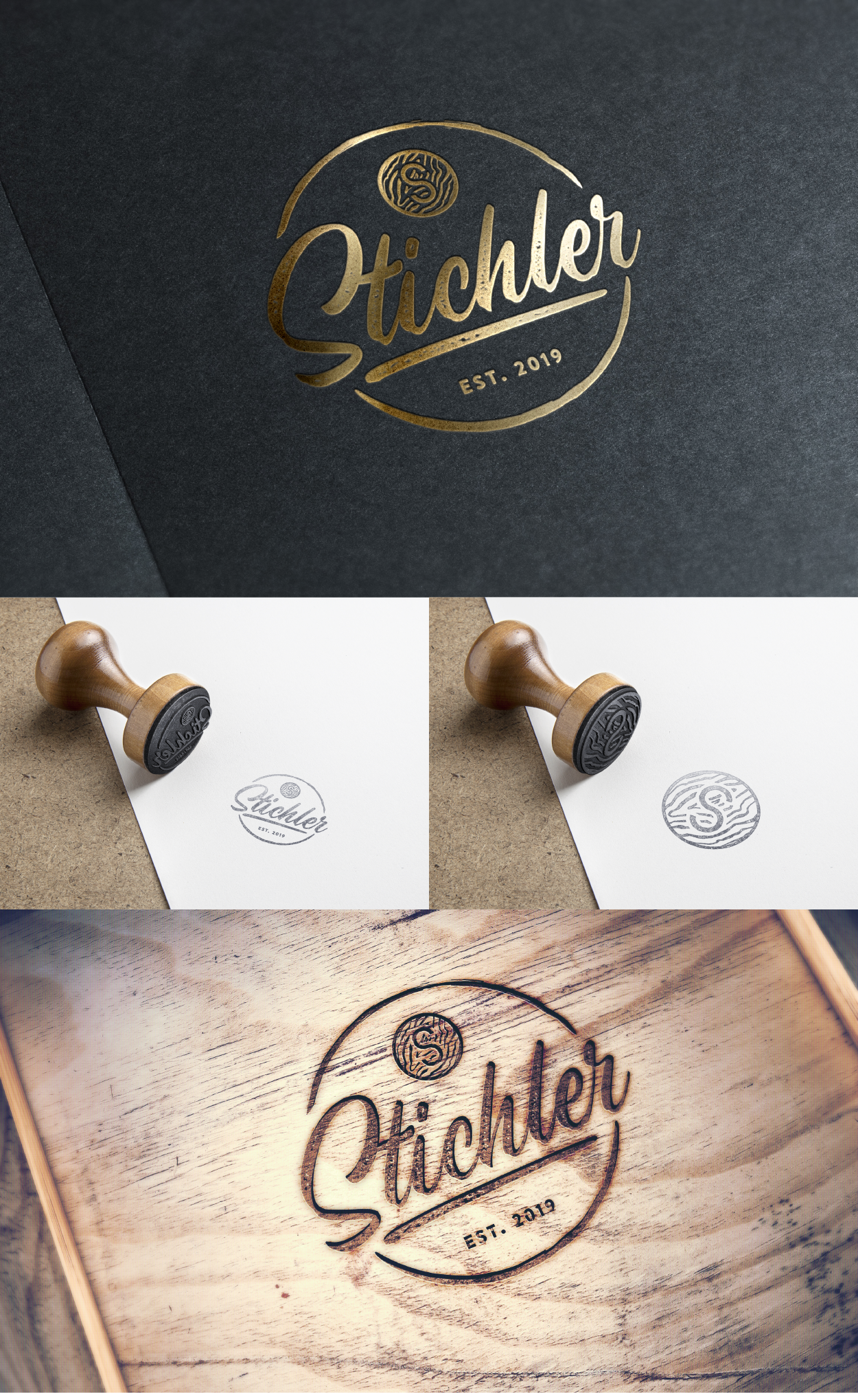 Letterform logo with the title 'Stichler logo'