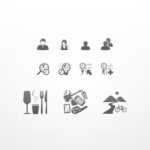 9 single-color shape icons for a new dating service