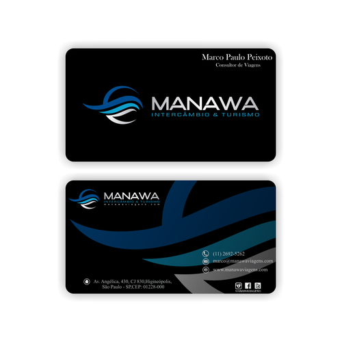 Please create a great Business Card design for travel agency Manawa! Design by Parth Soni