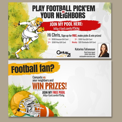 Design a post card for an (american) football pick'em pool, Postcard,  flyer or print contest