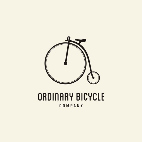 Create a penny farthing rider illustration Logo business