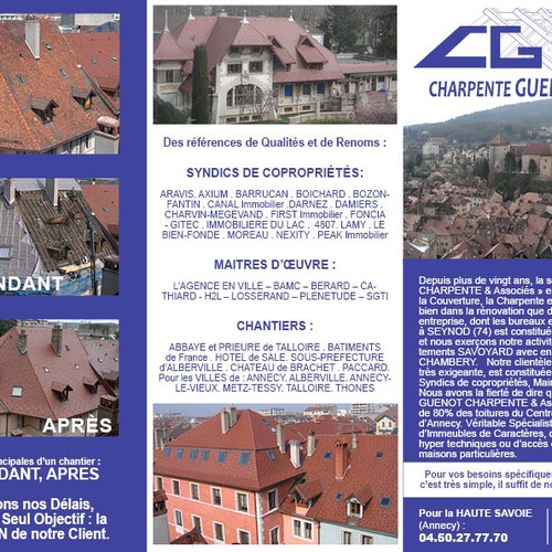 Création Brochure pour société très côtée dans la charpente. Gagnant aura + de travail ds le futur!!