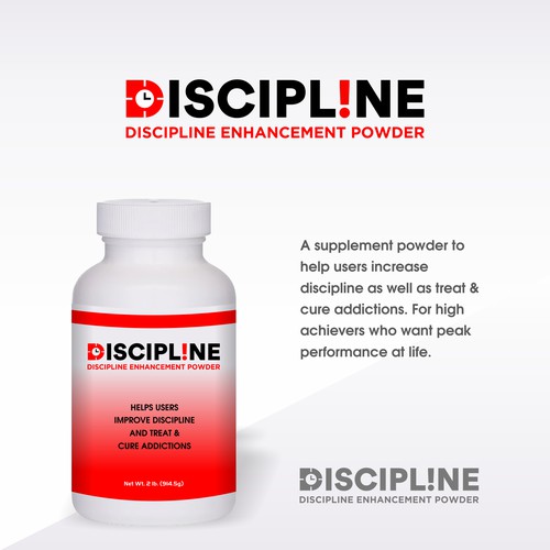 Product logo for discipline enhancing & addiction treatment supplement powder. Design by eonesh