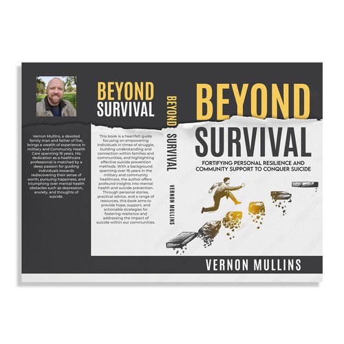 Create a powerful book cover representing resilience & survival in the context of suicide prevention Design by Evocative ✘