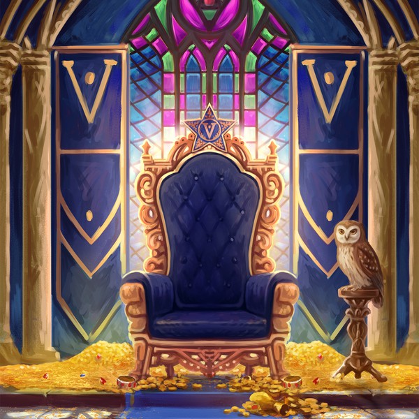 Oil or Watercolor illustration of a dual throne room | History is written by the "Victor"