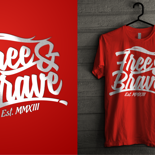 Trendy t-shirt design needed for Free & Brave Design by DLVASTF ™