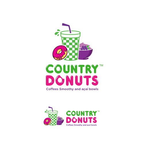 Diseño de We need a modern exciting logo to encompasses our Name Country Donuts Coffee smoothy bowls de ropix