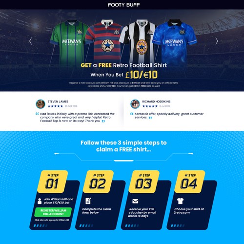 Design a compelling limited time offer landing page for football fans Design by B U B A I