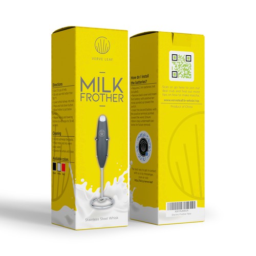 Electric Milk Frother Needs Fun Bold and Premium Design. Design by syakuro