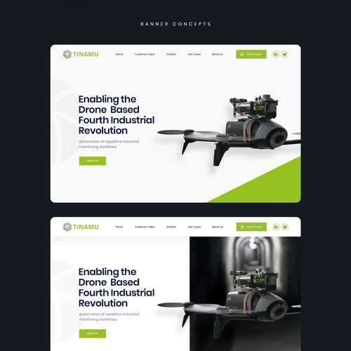 A powerful web design for a high-tech drone startup Design by ⚡️unbox.style⚡️