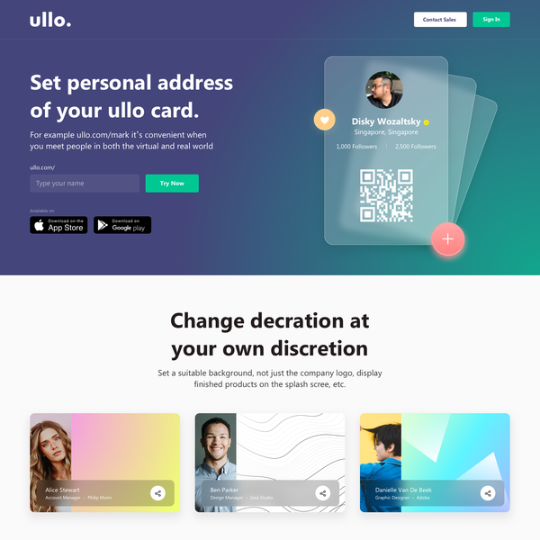 Digital Card Landing Page Design
