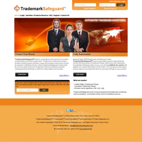website design for Trademark Safeguard Réalisé par digitaloddity