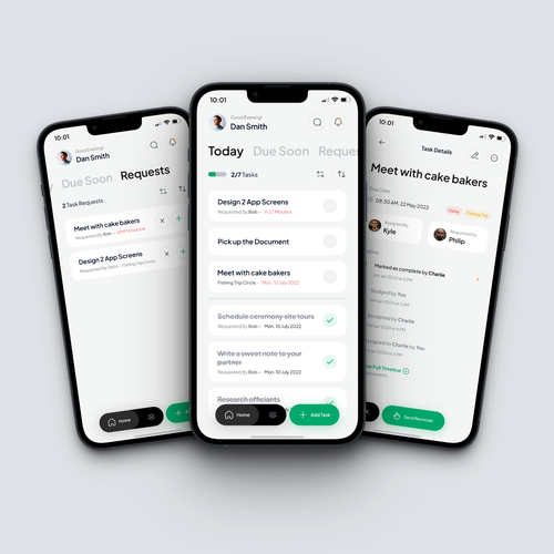 Clean and Intuitive Mobile app design for a collaborative task management app Design by maddesign.ui