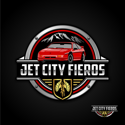 Jet City Fieros (Seattle) car club logo. To be used on web site, cards, patches, jackets, etc! Design by guinandra