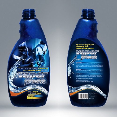 Label Design for Sports Equipment Cleaning Spray Design by cos66