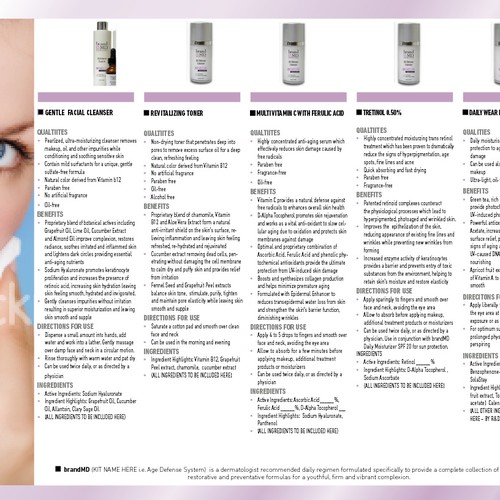 Skin care line seeks creative branding for brochure & fact sheet デザイン by Cyndia