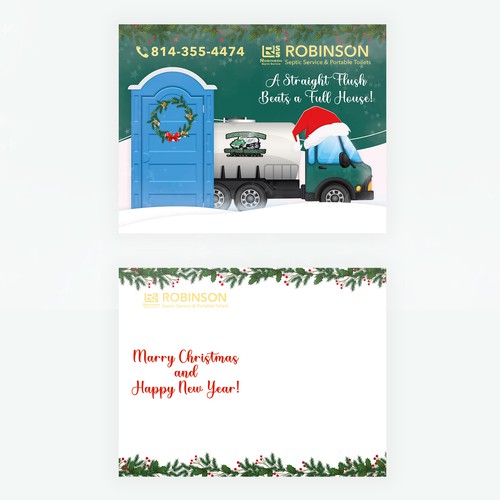 Fun Septic and Portable Toilet company holiday card design Design by Larisa Leu